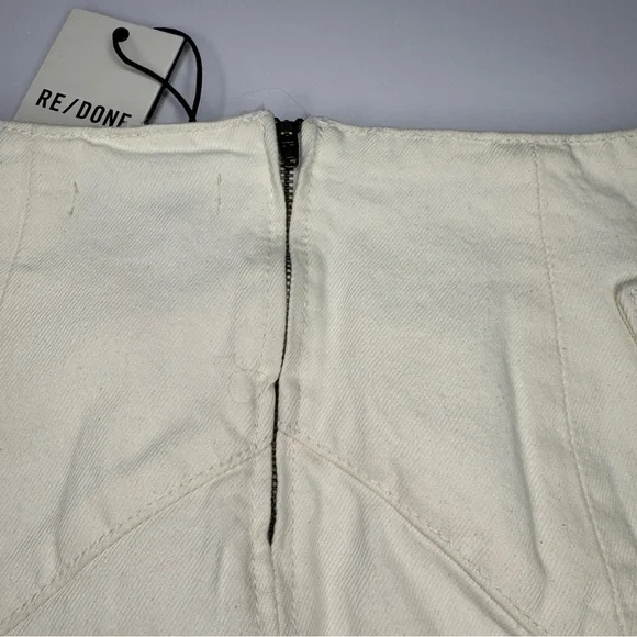 Re/Done Denim women’s Vintage white skirt sz 24 studs 90’s YTK Festival biker - Picture 4 of 11